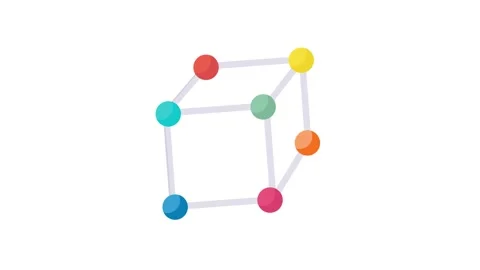 A logo representing AI, adorned with an array of colorful dots in a dynamic.. Video stock 332199619