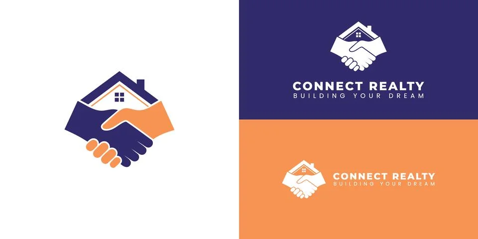 This logo represents the trusted agreement between a home hunter and a seller. Stock Illustration