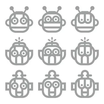 Logo Robot Head Silver Technology Icon Symbol Vector Stock Illustration