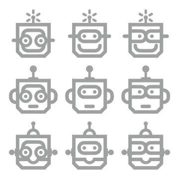 Logo Robot Head Silver Technology Icon Symbol Vector Stock Illustration