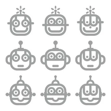 Logo Robot Head Silver Technology Icon Symbol Vector Stock Illustration