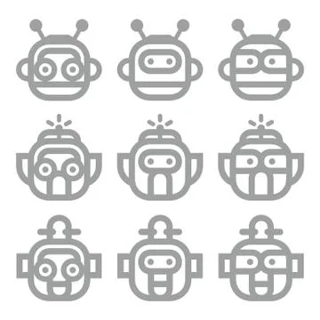 Logo Robot Head Silver Technology Icon Symbol Vector Stock Illustration