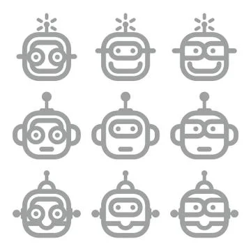 Logo Robot Head Silver Technology Icon Symbol Vector Stock Illustration