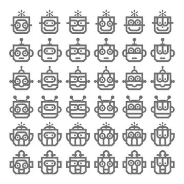 Logo Robot Head Silver Technology Icon Symbol Vector Stock Illustration