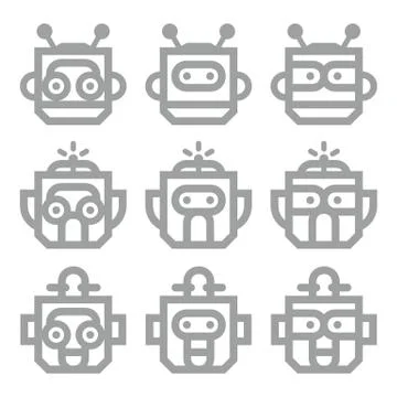 Logo Robot Head Silver Technology Icon Symbol Vector Stock Illustration