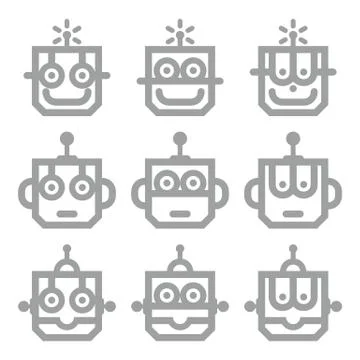 Logo Robot Head Silver Technology Icon Symbol Vector Stock Illustration