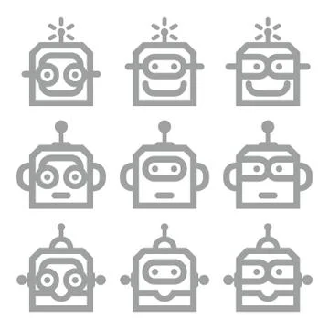 Logo Robot Head Silver Technology Icon Symbol Vector Stock Illustration