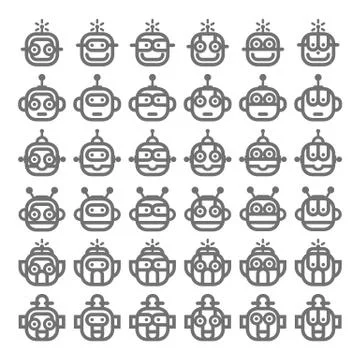 Logo Robot Head Silver Technology Icon Symbol Vector Stock Illustration
