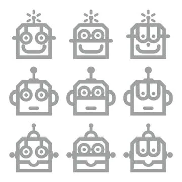 Logo Robot Head Silver Technology Icon Symbol Vector Stock Illustration