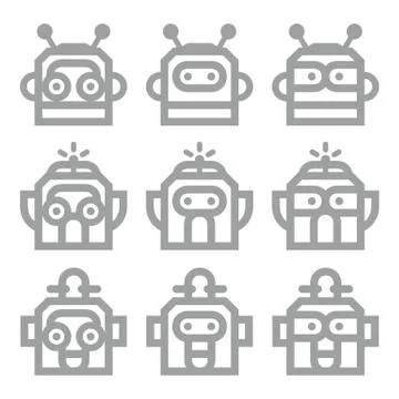 Logo Robot Head Silver Technology Icon Symbol Vector Stock-Illustration