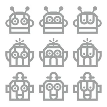Logo Robot Head Silver Technology Icon Symbol Vector Stock Illustration