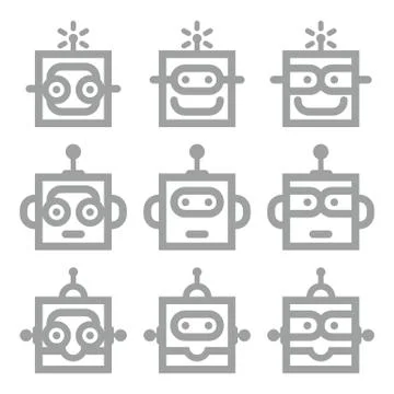 Logo Robot Head Silver Technology Icon Symbol Vector Stock Illustration