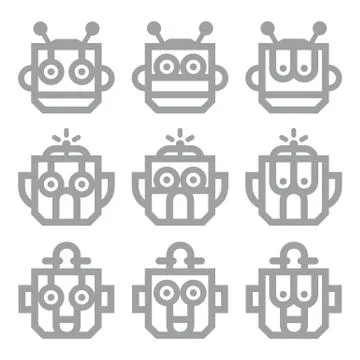 Logo Robot Head Silver Technology Icon Symbol Vector Stock Illustration