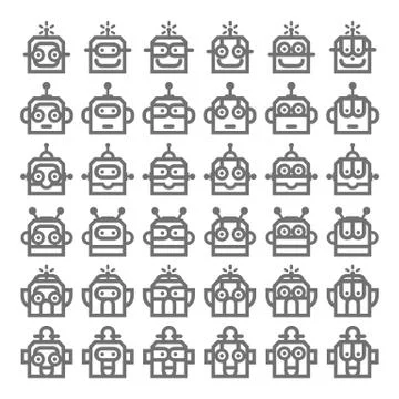 Logo Robot Head Silver Technology Icon Symbol Vector Stock Illustration