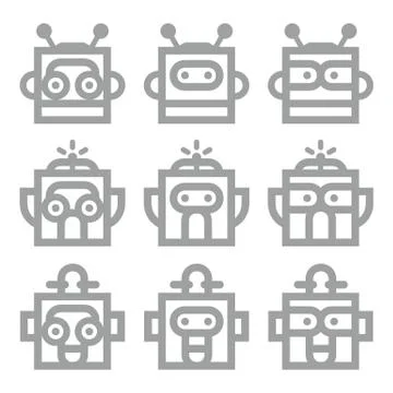 Logo Robot Head Silver Technology Icon Symbol Vector Stock Illustration