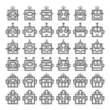 Logo Robot Head Silver Technology Icon Symbol Vector Stock Illustration