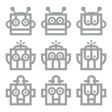 Logo Robot Head Silver Technology Icon Symbol Vector Stock-Illustration