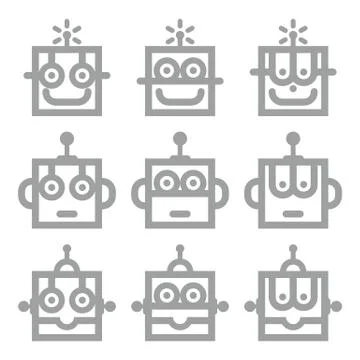 Logo Robot Head Silver Technology Icon Symbol Vector Stock Illustration