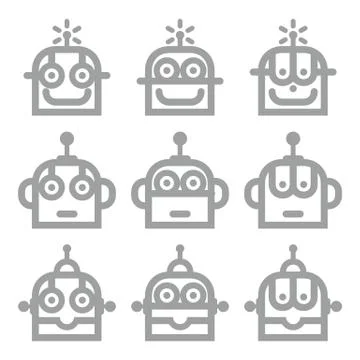 Logo Robot Head Silver Technology Icon Symbol Vector Stock Illustration