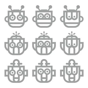 Logo Robot Head Silver Technology Icon Symbol Vector Stock Illustration
