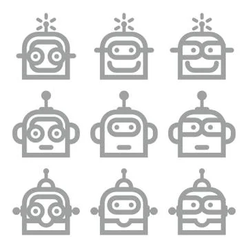 Logo Robot Head Silver Technology Icon Symbol Vector Stock Illustration