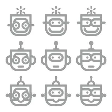 Logo Robot Head Silver Technology Icon Symbol Vector Stock Illustration