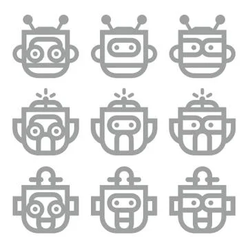 Logo Robot Head Silver Technology Icon Symbol Vector Stock Illustration