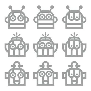 Logo Robot Head Silver Technology Icon Symbol Vector Stock Illustration