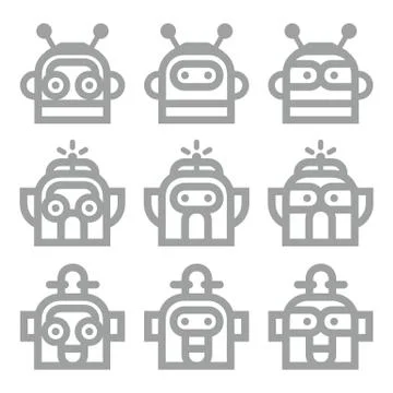 Logo Robot Head Silver Technology Icon Symbol Vector Stock Illustration