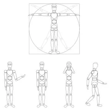 Logo - robotics - The Vitruvian Man - Da Vinci Stock Illustration