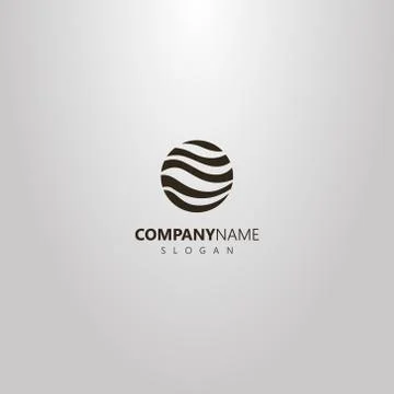  logo of round abstract wave-shaped planet sphere 스톡 일러스트