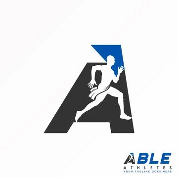Logo A. Runner design. Champion image. Abstract font concept. Illustrazione stock