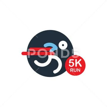 Logo for running marathon. Silhouette Runner at Finish Line. Simple flat symb Stock Illustration