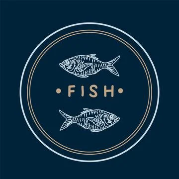 Logo for the seafood menu. Linear Fish illustration for restaurant menu. An icon Stock Illustration