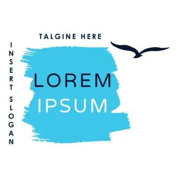 Logo with seagull on blue background Stock Illustration