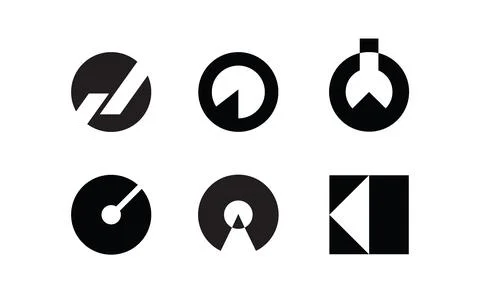 Logo set circle minimalist unique simple design on white background Stock Illustration