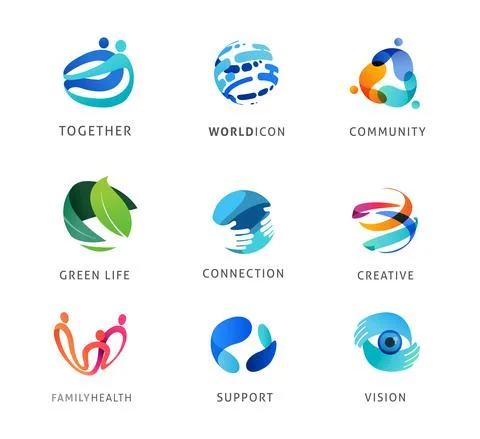 Logo set, creative, technology, biotechnology, tech icons concept design Stock Illustration