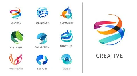 Logo set, creative, technology, biotechnology, tech icons concept design Stock Illustration
