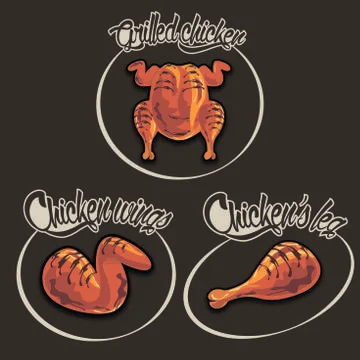 Logo set for grilled chicken menu Illustration