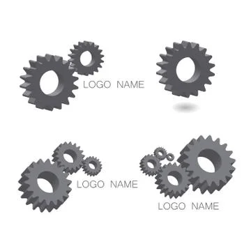 Logo set mechanical cogwheel in 3D Stock Illustration