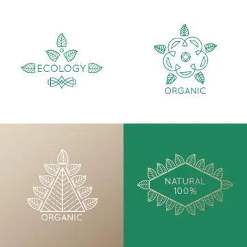 Logo set of nature elements Stock Illustration