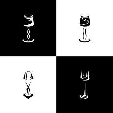 Logo set of silhouettes lamp and sconce. Stock Illustration