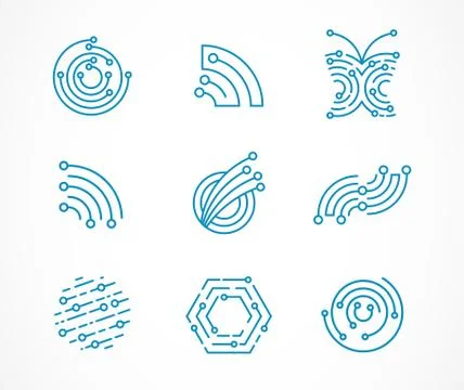 Logo set - technology, tech icons and symbols Stock Illustration