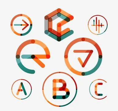 Logo set, thin line clean style イラスト素材