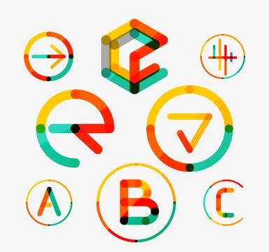 Logo set, thin line clean style イラスト素材