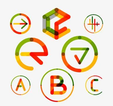 Logo set, thin line clean style Stock Illustration