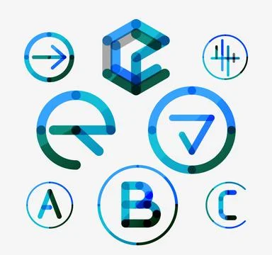 Logo set, thin line clean style 스톡 일러스트