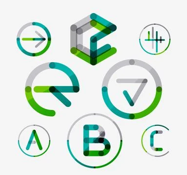 Logo set, thin line clean style Stock Illustration