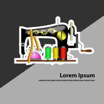 Logo with sewing machine Stock Illustration