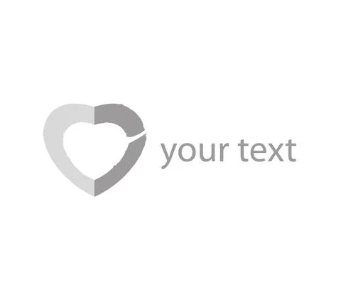 Logo in a shape of folded heart. In greys Stock Illustration